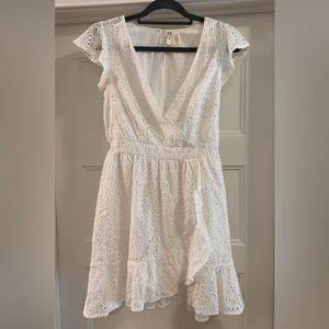 Short-sleeve White Eyelet Dress